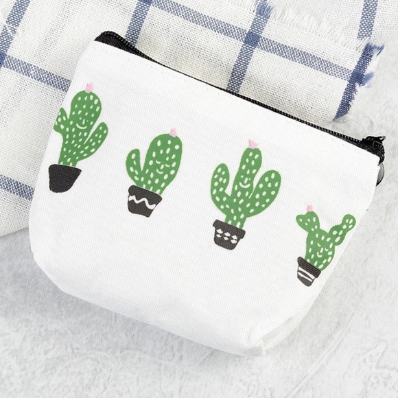 Handbags - Canvas happy cactus zipper pouch coin purse